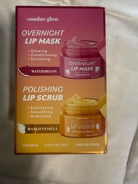 Sundae Glow lip Mask and lip Scrub Duo. Watermelon/Mango! NWB